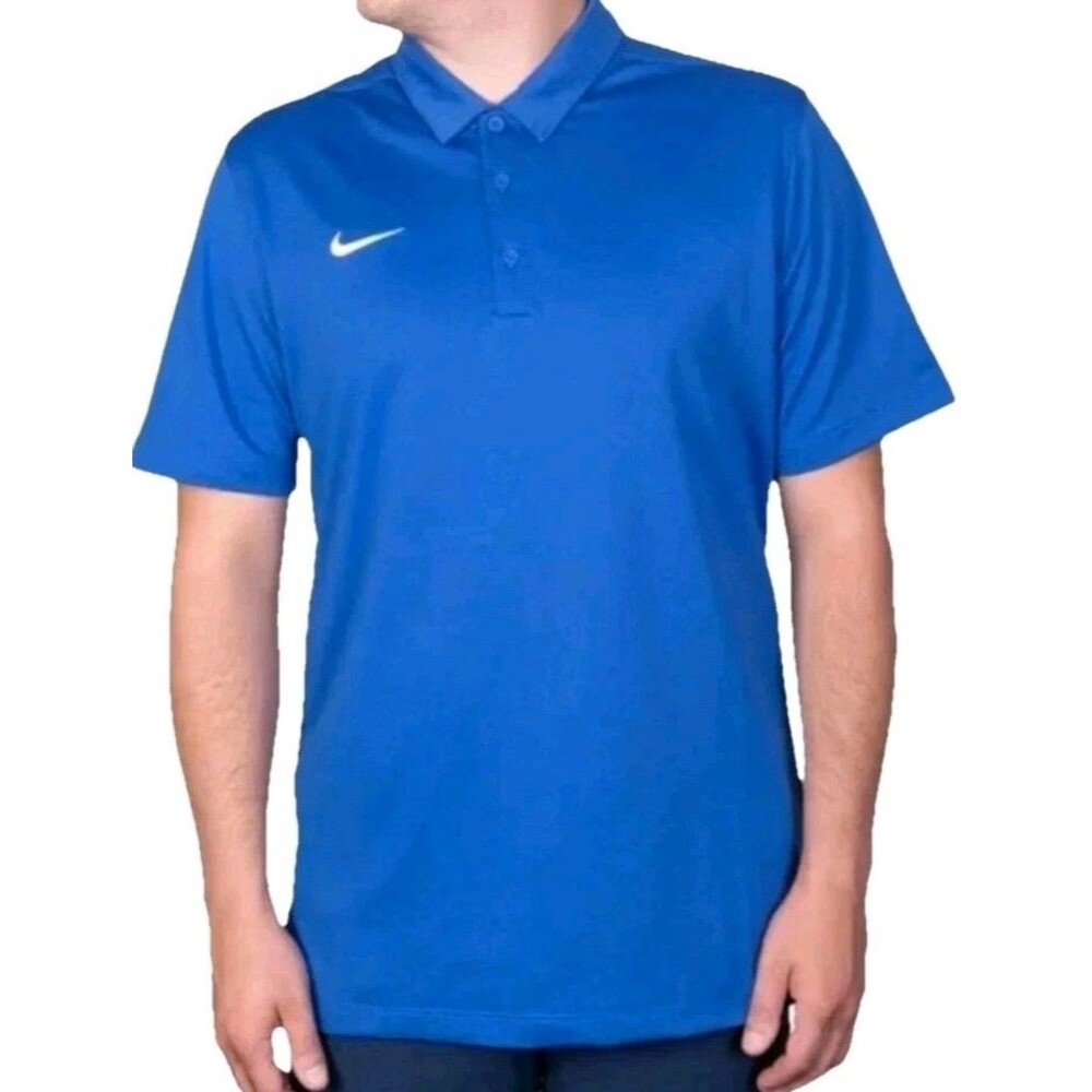 NIKE Dri-Fit Size Large Blue Short Sleeve‎ Athletic Fit Men's Polo Shirt / Large